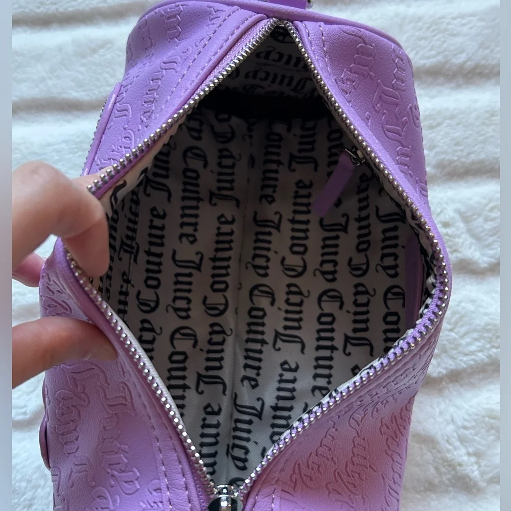 Juicy Couture String of Pearls Roll Bag Violet Tulle Debossed Y2K Coquette Retro